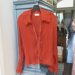 DRESS-U By Sharon Lace Up Red Blouse Size XL